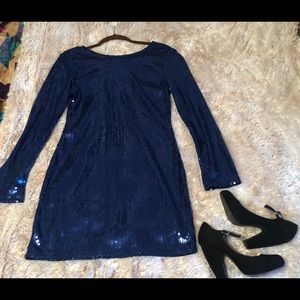 Blue sequin dress